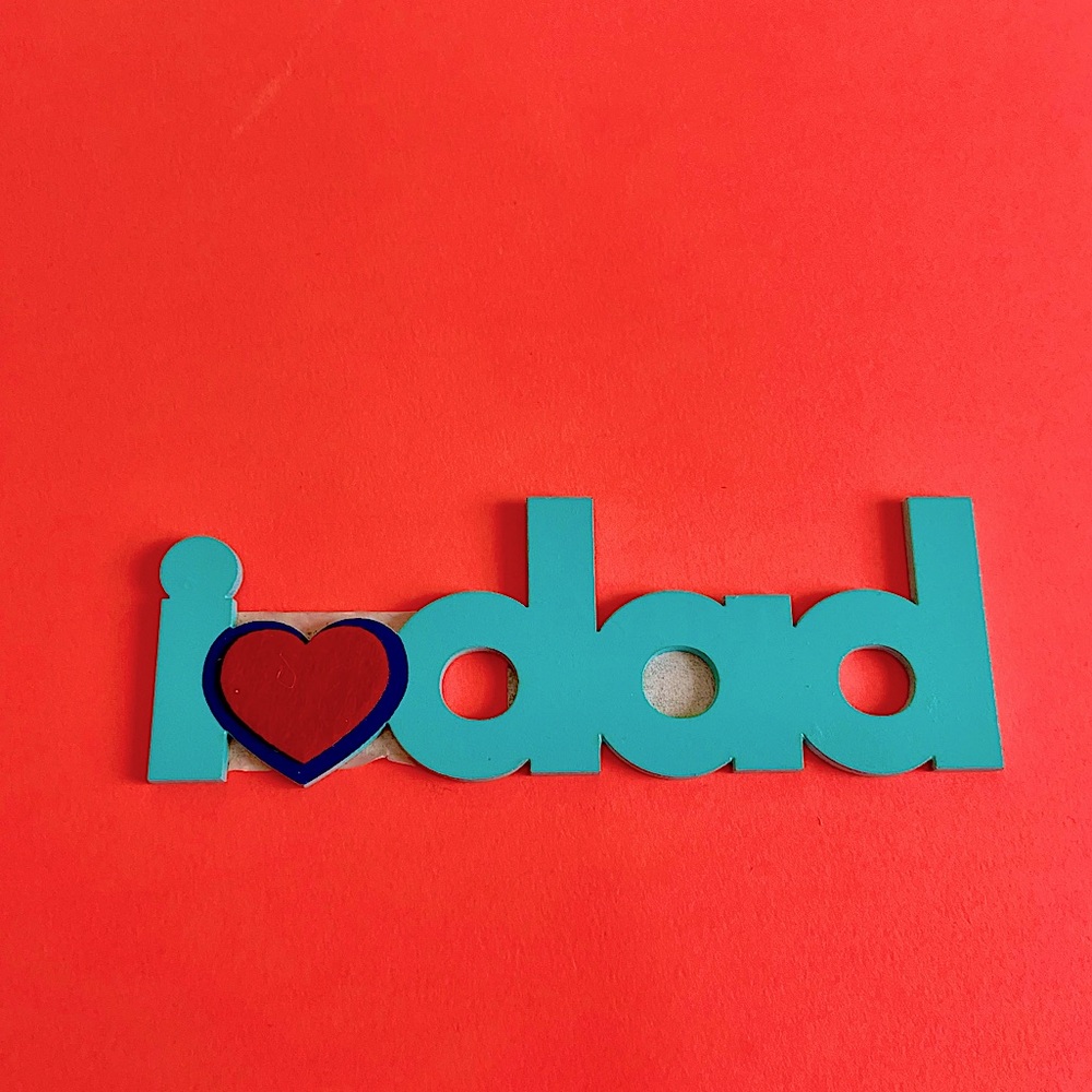 New. Wooden sign cutout for crafts or decoration. “i❤️dad”